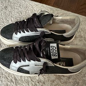 Black sparkle golden goose. Size 36